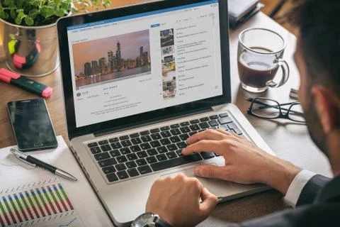 Video channel user interface and mouse cursor pointer on a computer laptop sc Stock Illustration