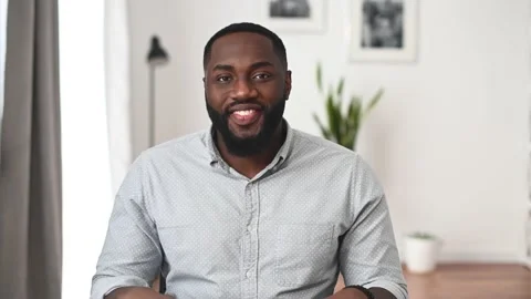 Video chat with African American guy Stock Footage 153101715