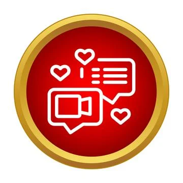 Video chat and messaging communication with hearts イラスト素材