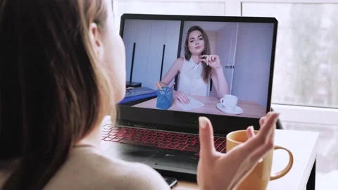 Video chat between student and teacher. Stock Footage 142612351