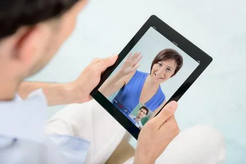 Video chat communication Stock Photos