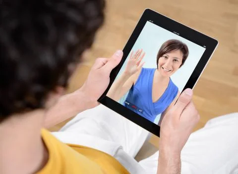 Video chat communication Stock Photos