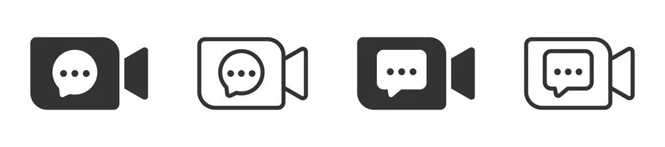 Video chat dialogue vector icons set Stock Illustration