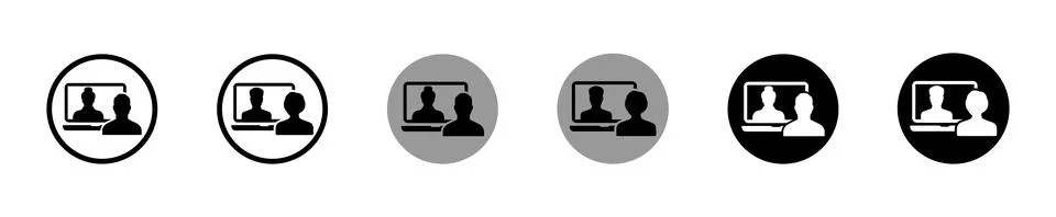 Video chat flat vector illustration. Online video chat vector sign set Stock Illustration