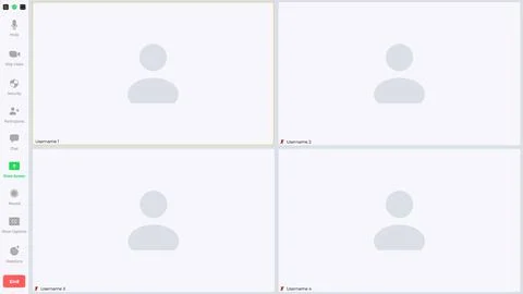 Video chat interface, user web video call window. Concept of social remote media Illustrazione stock