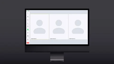 Video chat interface, user web video call window. Concept of social remote media Stock Illustration