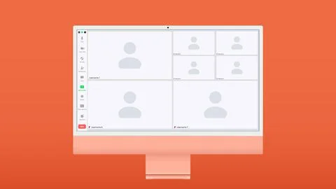 Video chat interface, user web video call window with circular spiral wave or Illustrazione stock