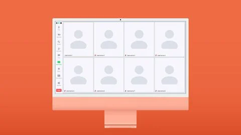 Video chat interface, user web video call window. Concept of social remote media Stock Illustration