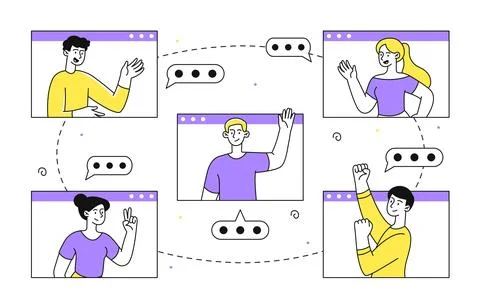 Video chat outline vector concept Illustrazione stock