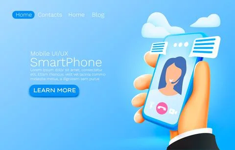 Video chat smartphone mobile screen, technology mobile display light. Vector Stock Illustration