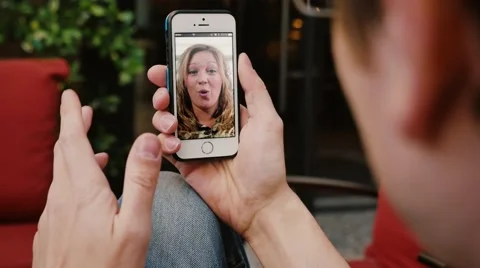 Video Chat with a Smartphone Outside Stock Footage 49357181