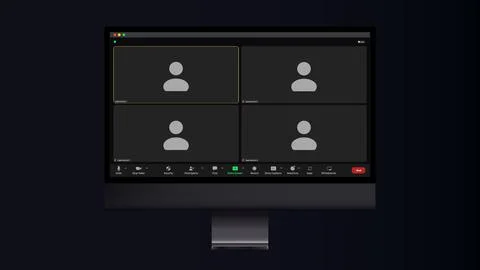 Video chat user interface. Application for social communication. Online chat for Illustrazione stock