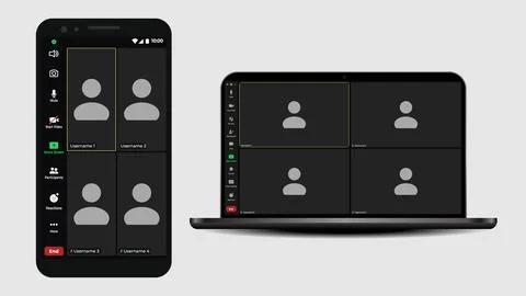 Video chat user interface. Application for calls. Call Window App template Stock Illustration