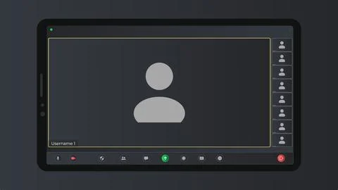 Video chat user interface. Application for calls. Video call screen mockup Stock Illustration