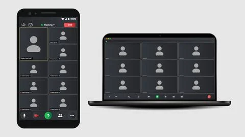 Video chat user interface. Application for social communication. User web video Stock Illustration