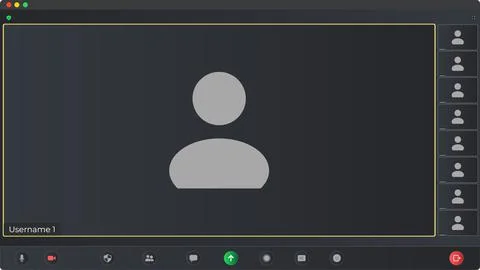 Video chat user interface. Online conference meeting. Videocall screen mockup Stock Illustration
