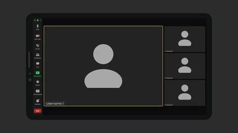 Video chat user interface. Online conference meeting. Call screen template Stock Illustration