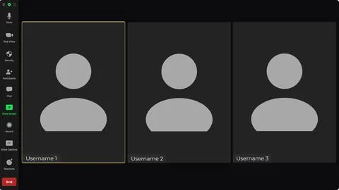 Video chat user interface. Online conference meeting. Call screen template Illustrazione stock