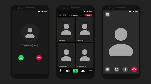 Video chat user interface. User web video call window. Call Window App template Ilustração Stock