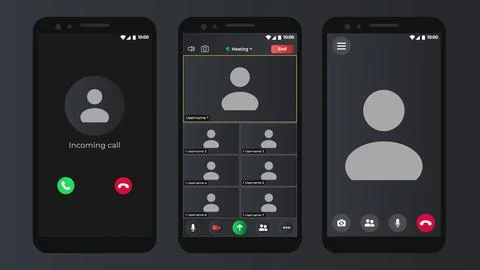 Video chat user interface. User web video call window. User web video call Stock Illustration