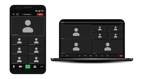 Video chat user interface. User web video call window. User web video call Stock Illustration
