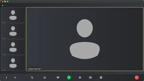 Video chat user interface. User web video call window. Communication windows for Illustrazione stock