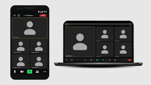 Video chat user interface. User web video call window. Videocall screen mockup 스톡 일러스트