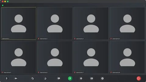 Video chat user interface. Video calls window overlay. Zoom Interface Template Illustrazione stock