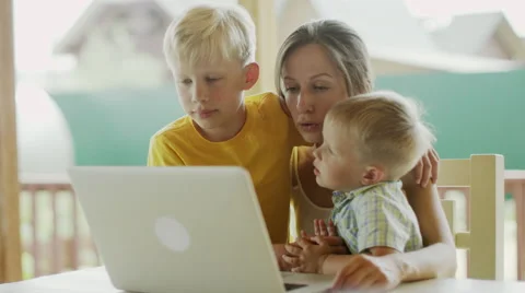Video chatting with children Stock Footage 66533170