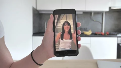 Video chatting on a smartphone device. Stock Footage 134287382
