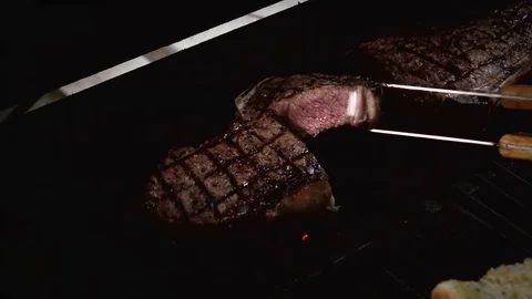 Video of checking ready-to-eat steaks in real slow motion Stock Footage 79765743