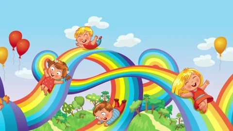 Video-Children rainbow Stock Footage 143594994