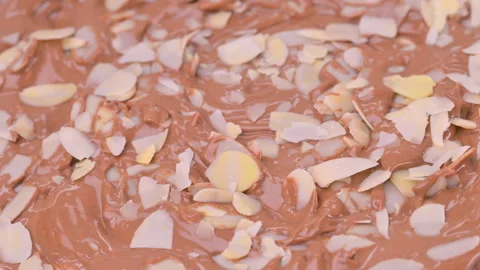 Video of chocolate cream with nuts rotating Stock Footage 345579265