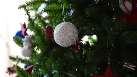 Video of Christmas decorations on the Christmas tree, selective focus Stock-Footage 70605797