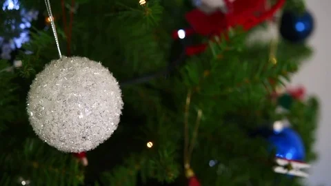 Video of Christmas decorations on the Christmas tree, selective focus Stock-Footage 79539778