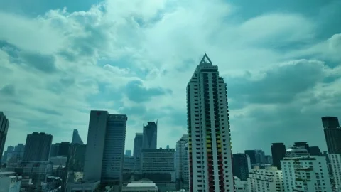 Video of city skyline with dramatic clouds Stock Footage 325560023