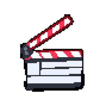 Video clapperboard pixel art vector illustration Illustrazione stock