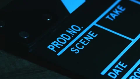 Video of clapperboard on a table in a local film production. Stock Footage 261928196