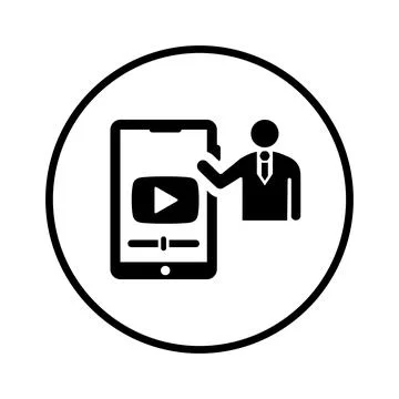 Video, classes, online icon. Black vector design. Illustrazione stock