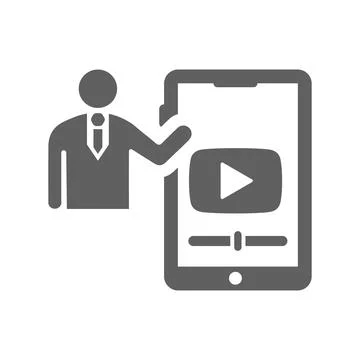 Video, classes, online icon. Gray vector design. Stock Illustration