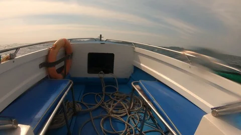 Video clip action camera slow motion on the ship or speed boat Stock Footage 102994798