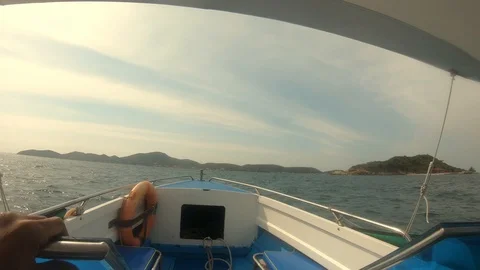 Video clip action camera slow motion on the ship or speed boat Stock Footage 102994917