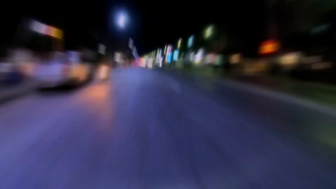 Video clip blurred action camera hyperlapse style driving ot fast on street Stock Footage 100051449