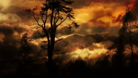 Video clip features a composited landscape and dramatic sky Stock Footage 160669398