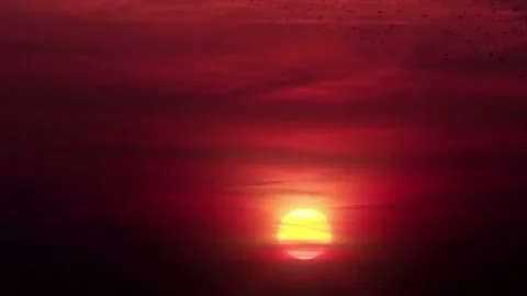 Video clip features a red and yellow sunset background scenery Stock Footage 160611345