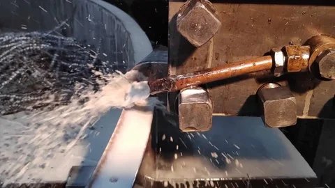 Video clip metal processing with a chisel close-up in slow motion Stock Footage 105964097