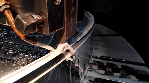 Video clip metal processing with a chisel close-up in slow motion Stock Footage 106200345