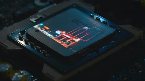 Video clip is projected on the processor that processes video Stock Footage 313230943