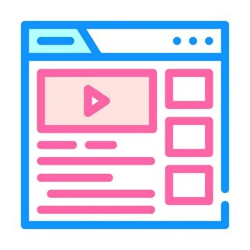 Video clip seo optimization color icon vector illustration Stock Illustration
