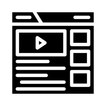 Video clip seo optimization glyph icon vector illustration Illustrazione stock